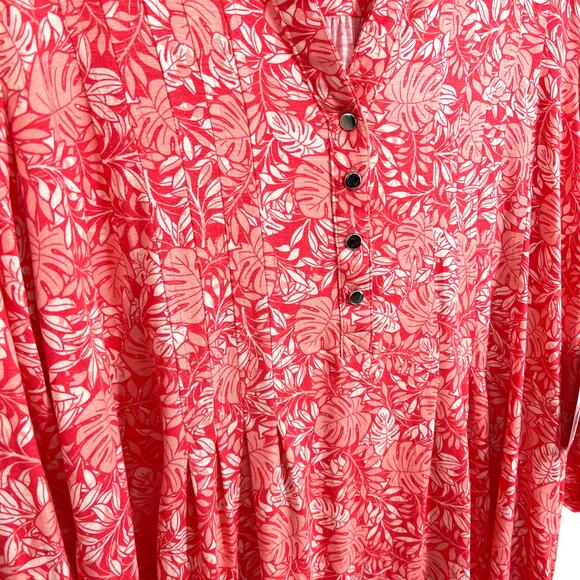 NEW NWT Kim Rogers Plus Size 1X Pink Stretchy Tropical Blouse Shirt Top Beach - Picture 6 of 10
